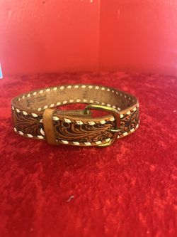 JUSTIN KID TOP GRAIN COWHIDE LEATHER BELT  ENGRAVE  JENNIFER