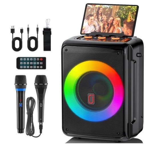Karaoke Machine for Adult, Portable Home Singing Karaoke Speaker Sytem with RGB Light