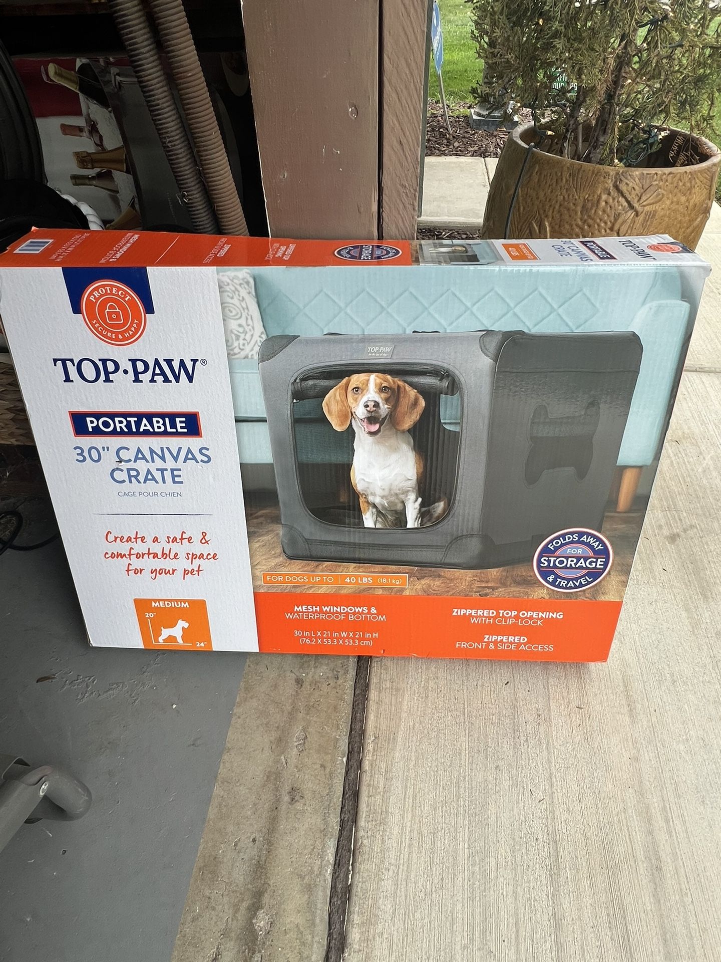 The Top Paw Portable 30” Canvas Crate