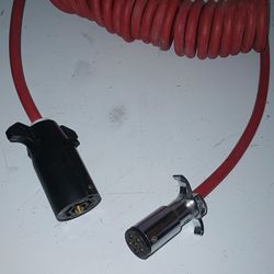 Coiled to straight hybrid 7 wire to 6 wire power cord