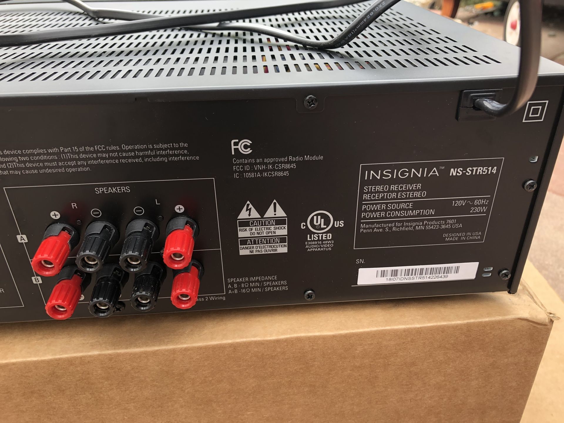 Insignia NS STR514 2 Channel 200 Watt Receiver Bluetooth Stereo Tested
