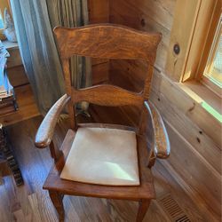 Antique Oak Arm Chairs. ( 2 Chairs)