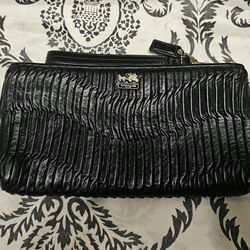 AUTHENTIC- Vintage Black Coach Pleated Clutch