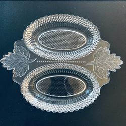 Antique 1886 EAPG Gillinder & Sons Pearl Pattern Glass 1886 Double Relish Tray