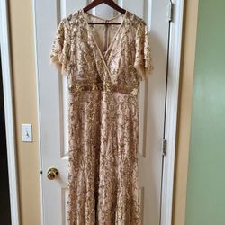 Special Occasion Evening Dress Gold Color Size 14P