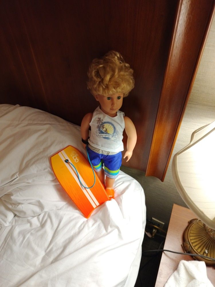 OG Male 18-in Doll In Outfit With Surfboard