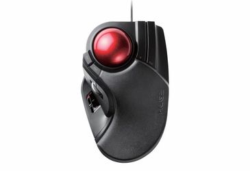 ELECOM HUGE Trackball Mouse, Wired, Finger-Operated, 8-Button Function, Palm Rest Attached, 52mm Smooth Red Ball Windows11, macOS (M-HT1URBK)
