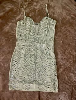 White Rhinestone mini dress