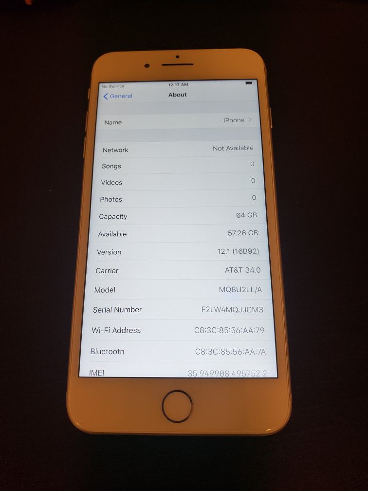 iPhone 8 plus 64gb at&t/cricket tiny chip on back