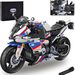 Racing Motorcycle Toy Building Blocks Kit,for Boys & Adults,Build A Model Motorcycle, Suspension
