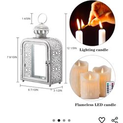 DECORKEY Candle Lantern Decorative Indoor & Outdoor, Vintage Metal Lanterns with Clear Glass