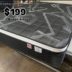 Black series Queen sizes Euro Pillow Top 12” medium firm 🆕  In Plastic   Mattress only $199  Mattress with box spring $260  Delivery $30 All sizes av