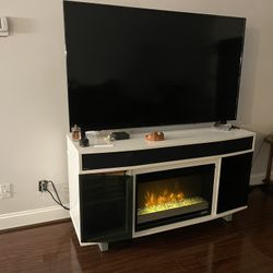TV STAND With Fireplace. And SPEAKERS