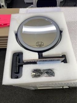 New 8 Inch Vanity Makeup Mirror Wall Mounted, Double Sided 1X/10X LED Magnifying Mirro
