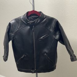 Kenneth Cole Reaction Boys Black Faux Leather Jacket Sz 4T