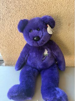 TY Beanie Baby 1998 Princess Diana Purple Bear Large 14" Rose Mint Condition