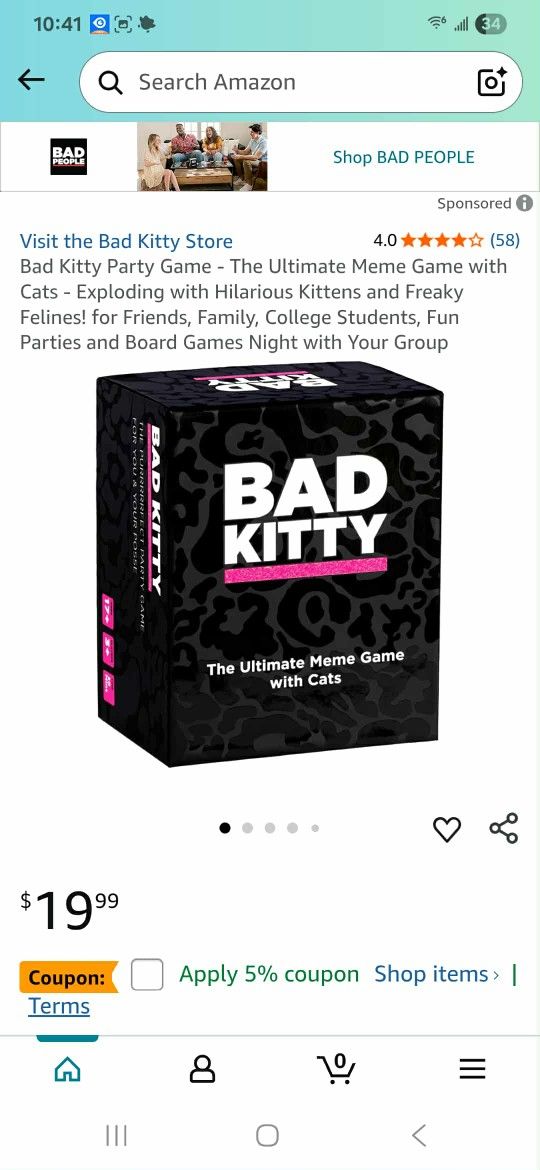 Bad Kitty Party Game - The Ultimate Meme Game with Cats - Exploding with Hilarious Kittens and Freaky Felines! for Friends, Family, College Students, 