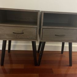 2 Nightstands End Tables With Shelf And Drawer.