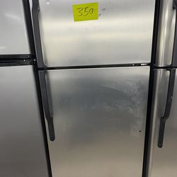 GE stainless steel top and bottom fridge