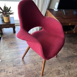 Mid Century red wing-arm dining or living  Room Chairs 