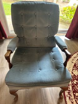 Tufted Armchair with Wood Accents