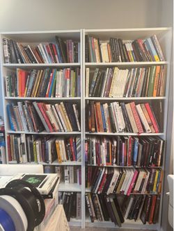 Pair of white Billy bookcases