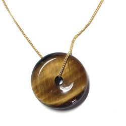 Tiger eye circle pendant necklace