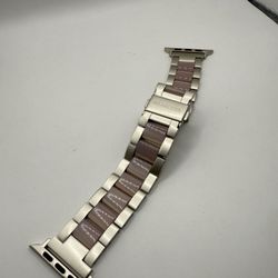 Wearlizer Silver Pink Metal Band Strap For Apple Watch 42mm 44mm Size Beautiful