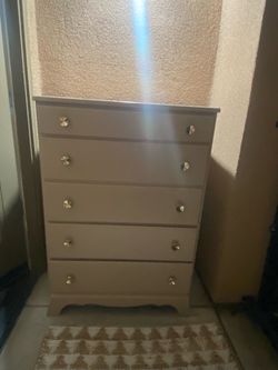 5-Drawer Tall Dresser with Gold Knobs
