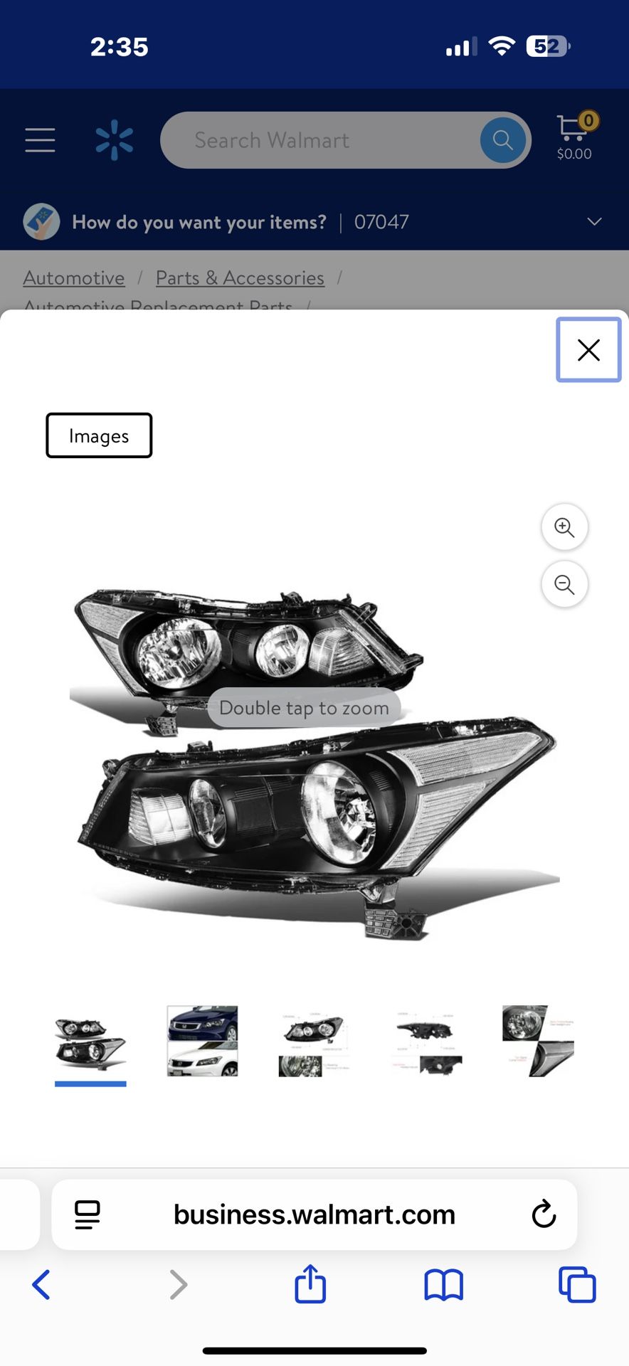 New in box DNA Motoring For 08-12 Honda Accord Sedan JDM Black Clear Corner Headlight Lamps Pair, HL-OH-HA084D-BK-cl-t2