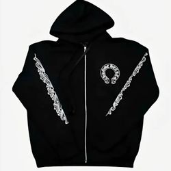 Chrome Hearts Black Zip Up Hoodie