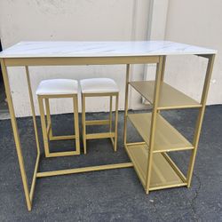 White & Gold Dining Set New