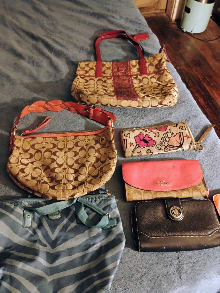 Six Items Of Women's Handbags Three Handbags Four Wallets