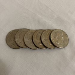 Lot of 6 Susan B. Anthony Dollar Coins
