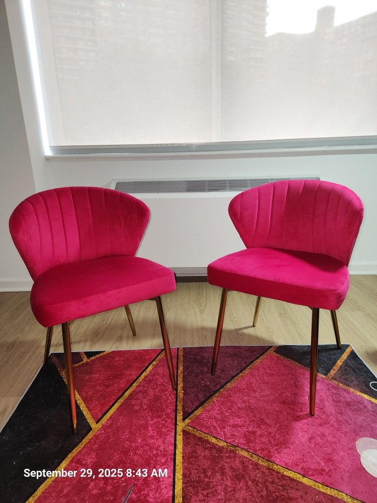 Plush Pink Velvet Dining Chairs/Accent Chairs