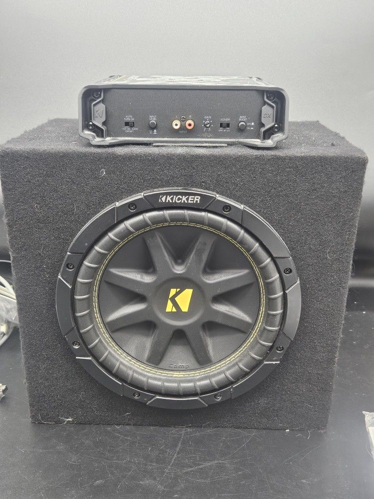 KICKER 10.5” Car Subwoofer With 11DX1252 125 Watt Rms 2-Channel Dx Series Car Audio Amplifier