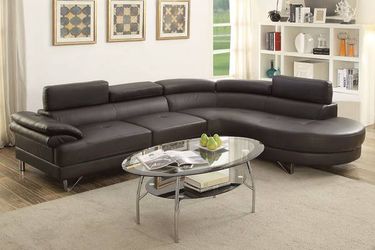 Brand new black/gray/white faux leather sectional