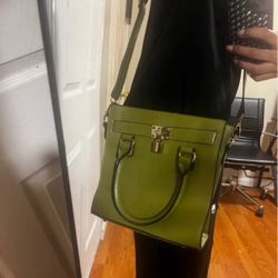 Olive Green Lock Purse Crossbody 