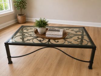 Decorative Iron & Glass Coffee Table