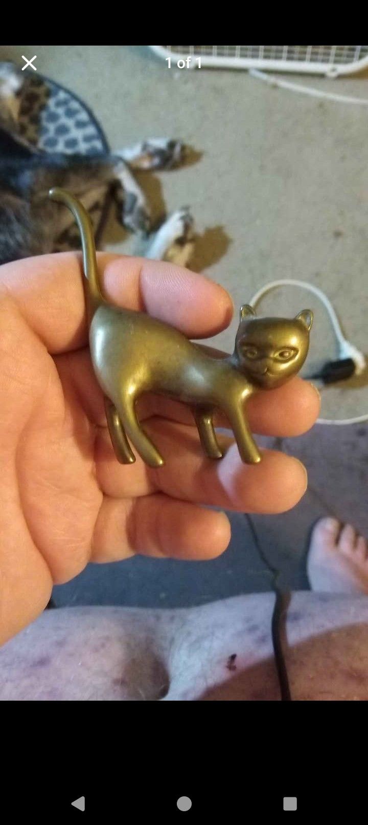 Vintage Brass Cat Figurine 