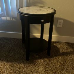 Hallway End Table Nightstand With Marble Top