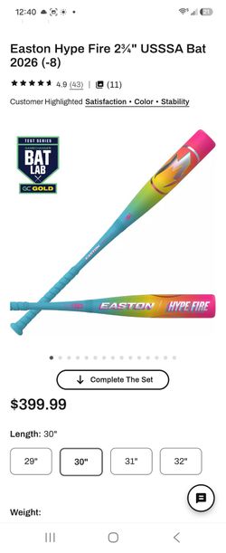 Easton Hype Fire 2¾" USSSA Bat 2026 (-8)