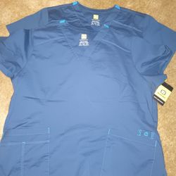 Nurse Scrubs WonderWink FLEX Patience Women's 4-Pocket STRETCH Notch-Neck Scrub Top & Scrub Pants 2 Complet Outfits Everything Is Size 2xl Brand New 