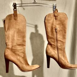 Natural Beige Calf High Italian Leather Boots