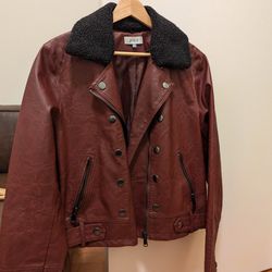 Faux Leather Jacket Red