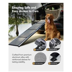 NEW Dog Ramp for Car 63" with Non-Slip Rug Surface for SUV Car & Truck