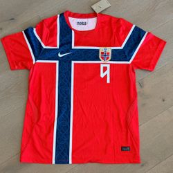New: Erling Haaland #9 Norway Jersey Home Red Men’s XL World Cup 2026 Kit
