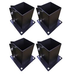 Deck Post Base Mounting Base, Wood Support Black Metal Bracket 6x6 inch, Fit for 5.5x5.5 inch Wood Post (Inner Diameter 5.5 x5.5 Inches), Pack of 4