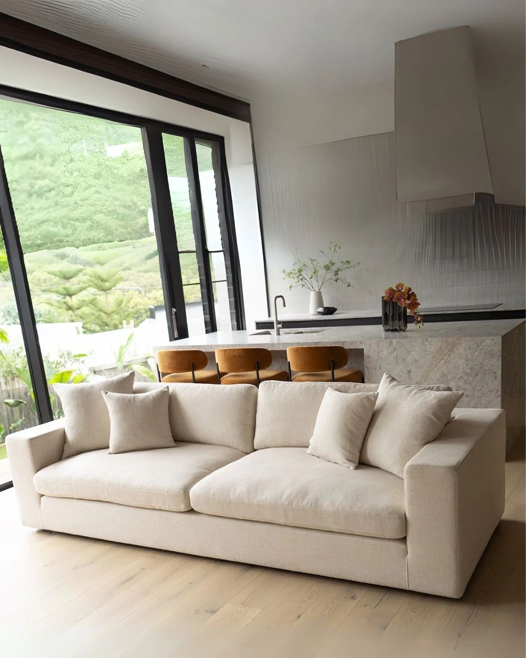 Modern Cream Fabric Sofa - Cloud Couch