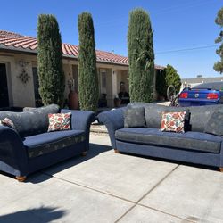 Blue Sofa W/ Matching Loveseat! 